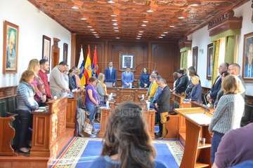 La profesora Celia Jiménez pone voz en el Pleno al manifiesto institucional contra la violencia machista (Foto TA)